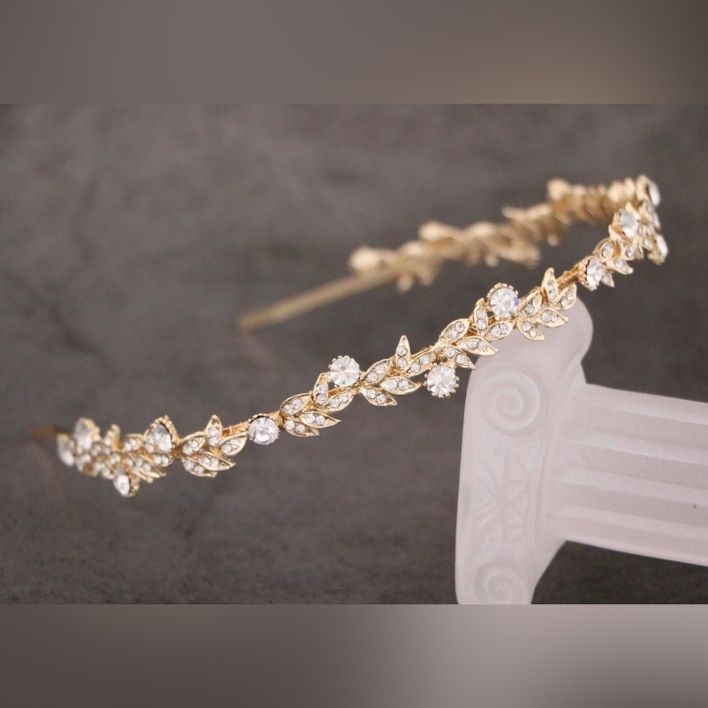 Boho Crystal & gold wedding headband
